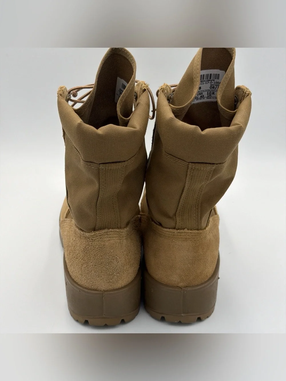 Vibram Tan Hot Weather Combat Boots Coyote Men's Size 10R Canvas Military Boots